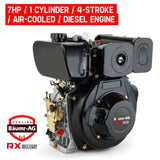 Baumr-AG 7HP DIESEL Stationary Engine 4 Stroke OHV Horizontal Shaft Motor V219-ENGDSLBMRC30R