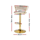 Artiss Bar Stools X3 Kitchen Counter Chair Gas Lift Velvet Woven Backrest Ivory BA-K-1006-IVX3