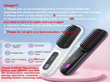 Black Silver Wireless Hair Straightening Comb Fast Heating Hair Comb Women'S Hair Styling V1102-108-SIL-32035