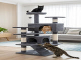CARLA HOME 180cm Cat Tree Tower for Indoor Cats with Plush Perches, Dual Condos, Natural Sisal LSB-36390