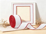 14.8Yard X 1.4In Aida Band with Firebrick Edge,Cross Stitch Embroidery Band for Home Embroidery V1369-AZ3-W-17926