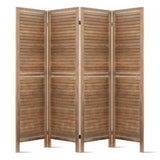 Artiss 4 Panel Room Divider Screen 160x170cm Louver Oak RD-B-0539-4P-BR