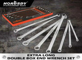 HORUSDY 8Pc Extra Long Aviation Spanner Set Double Ring Wrench 8-24mm 12 Point V465-81160