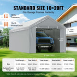 VEVOR Carport Replacement Canopy Cover Top Side Wall 10 x 20 ft, Garage Tent Shelter Tarp V952-CKPB10X20FTH27H20V0