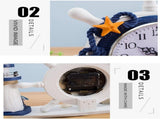 Nautical Steering Wheel Desk Clock - Mediterranean Style t Anchor Lighthouse Beach Decor for Kid's V1369-AZ3-W-07424