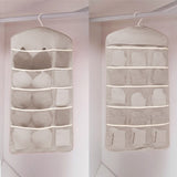 SOGA 2X Grey Double Sided Hanging Storage Bag Underwear Bra Socks Mesh Pocket Hanger Home Organiser SBOX26GRYX2