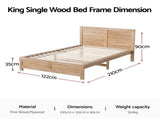 Artiss King Single Bed Frame Wooden Bed Base WBED-F-OATMEAL-KS-NA-AB