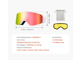 Frameless Ski Goggles, Magnet Cylindrical Lens with Pink Revo Coating, OTG Anti fog Snow Goggles for V952-HXJWKBSDCXHJ4LNEU001V0