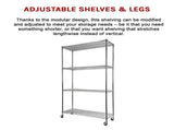 Modular Wire Storage 90x35cm Steel Shelving Chrome With Wheels For Garage Warehouse Or Kitchen V63-841141