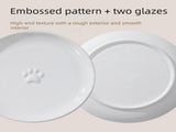Raised Ceramic Pet Bowl with Metal Stand Green - Paw Print Cat and Dog Feeding Bowl, Removable V888-ELOSUNG57071-2