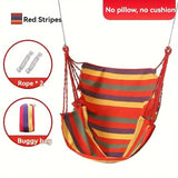 Colorful Striped Hammock Chair with Ropes and Storage Bag - Red Stripes V888-ELOSUNG25072