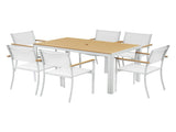 Gardeon 7PCS Outdoor Dining Set Table and Chairs Patio Garden Furniture Bistro Set White FF-DINING-7PLW-WH-ABC