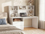 Artiss Computer Desk Office Study Desks Table Bookshelf Drawer White 120cm FUR-W-CD120-WHT-AB