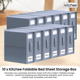 10x Kitchee Foldable Bed Sheet Storage Box Linen & Closet Organiser Grey V238-SUPDZ-41188849090640