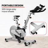 PROFLEX Heavy Duty Stationary Exercise Spin Bike, 13kg Flywheel, Pulse Sensors, LCD Display for Gym V219-FTNSBKPF95WA