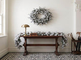 Christabelle Snowy Dorchester Christmas 2pc Set 1.2m Large Christmas Wreath and Garland with LE CMB-NATSD-L-WG