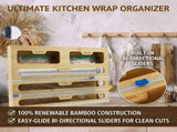 CARLA HOME Bamboo Wrap Organiser, 5 in 1 Dispenser with Cutter for Kitchen LSB-36483