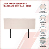 Linen Fabric Queen Bed Headboard Bedhead - Beige V63-800787