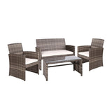 Gardeon 4 PCS Outdoor Sofa Set with Storage Cover Rattan Chair Furniture Grey ODF-RATTAN-4PC-AB-GE-COVER