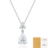 Elegant Moissanite Pendant Necklace with Round and Pear Cut Stones, Anti-Tarnish Silver Finish, V1341-ZY-UQBE7E59-MOISSANITE-PREMIUMS925