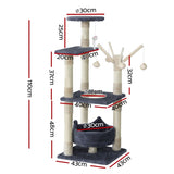 i.Pet Cat Tree 110cm Tower Scratching Post Scratcher Wood Condo House Bed Toys PET-CAT-FL025-GR