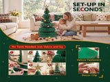 Jingle Jollys Paper Christmas Tree 111CM w/ Star Topper LEDs Xmas Decorations Kit Home Office Green PAPER-XM-TR-100-GN