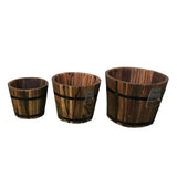 Rustic Wooden Planter Set of 3, 15x12x13 Inches, Decorative Garden Flower Pots for Indoor Outdoor V1369-AZ3-W-10581