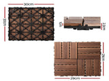 Gardeon 27PCS Wood Deck Tiles 30x30cm Interlocking Floor Tiles Pine Brown GD-WT-CR-27PCS-BR