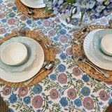 Kolka Kumudani Hand Block-Printed Tablecloth - Pink V563-0084