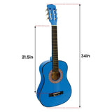 Karrera 34in Acoustic Childrens Wooden Guitar - Blue NC-34-BLS
