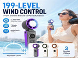 Portable Fan with Cooling Plate & 199 Speeds, Rechargeable Foldable Handheld Fan for Travel, V1366-AZ2-W-10822