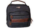 FIB Canvas Sling Bag Shoulder Strap Messenger Travel Pack w Tablet Pocket - Black V563-A1201C-BLACK