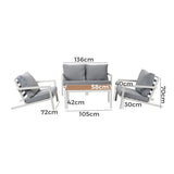 Aidan Garden Furniture Set in White 5 pieces V264-OTF-544A-WHE-5PC