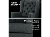 Artiss Rocking Chair Armchair Linen Fabric Charcoal Gaia UPHO-C-AVAN-KD-CH-AB