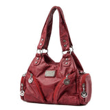 Wine Red Vintage Soft Leather Hobo Bag for Women - Multi-Pocket Shoulder Purse & Crossbody Handbag V888-ELOSUNG38081
