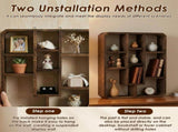 9 Compartment Wood Display Shelf, Floating Wall Mounted Shadow Box Showcase for Crystals, Perfume, V1366-AZ2-W-14879