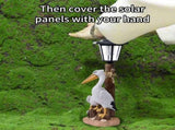Garden Statue with Solar Lantern, Resin Seagull Seabird Figurine, Mediterranean Style Sculptures for V1366-AZ2-W-12514
