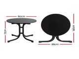 Gardeon Outdoor Side Table 80cm Folding Steel Round Bistro Desk Cafe Patio Furniture Black ODF-TB-STFD-BK