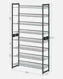 SONGMICS 8-Tier Shoe Rack Storage 32 pairs with Adjustable Shelves Gray V227-8498101000081