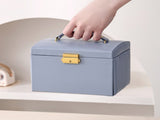 White Luxury PU Leather Jewelry Storage Box - 3-Tier Organizer with Mirror for Necklaces, Earrings, V888-ELOSUNG13845