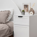 PORTO BEDSIDE TABLE - WHITE - HAMPTONS - PULL BLACK V164-ECS13WHB03B