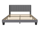Levede Metal Wooden Bed Frame Double Panel Plush Upholstered Soft Headboard Grey BF1072-D-GY-AU-1