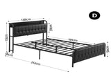 Artiss Double Bed Frame with Storage Headboard SAA Certified Charging Station BFRAME-J-MARK-D-BK-AB