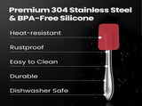 Gourmet Easy 5pcs Silicone Spatula Set, Heat Resistant with Stainless Steel Handle V1376-UTEN5RED