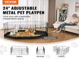 Dog Playpen, 8 Panels Foldable Metal Dog Exercise Pen with Bottom Pad, 24" H Pet Fence Puppy Crate V952-WXZZYDCWWLHS25D60V0