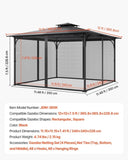 Gazebo Netting Replacement, Fit Most 12 x 12 x 7.5 FT Gazebo Curtain, Outdoor Garden Net, 4-Panel V952-LTWZDL12FT12G6AC0V0