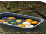 Collapsible Picnic Basket with Mini Table Lid Portable Folding Storage Crate with Cup Holders and V888-ELOSUNG41589