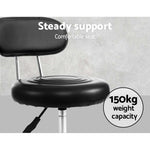 Artiss Salon Stool Swivel Chair Backrest Black SALON-B-4128-BK