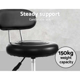 Artiss 2x Salon Stool Swivel Chair Backrest Black SALON-B-4128-BKX2