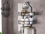 Bathroom Shower Rack, Shower Caddy Hanging, No Drilling Shower Racks with Soap Holder&Hooks, V1370-AZ4-18879
